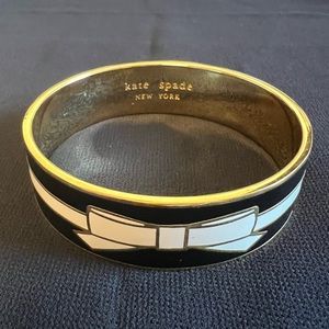 Kate Spade Black / White / Gold  "All Wrapped Up" Bangle Bracelet Cuff